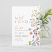 Bruidsuitnodiging met wilde bloemen kaart (Staand voorkant)