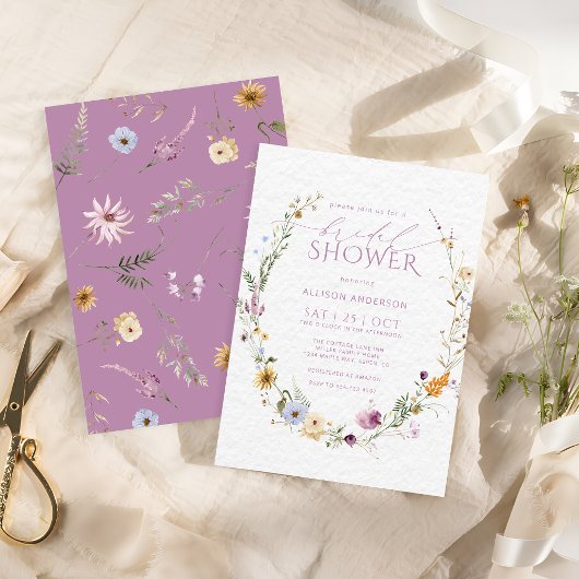 Bruidsuitnodiging met wilde bloemen kaart