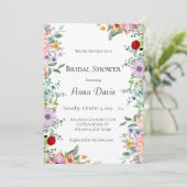 Bruidsuitnodiging met wilde bloemen kaart (Staand voorkant)