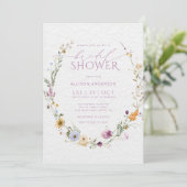 Bruidsuitnodiging met wilde bloemen kaart (Staand voorkant)