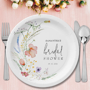 Bruidsuitnodiging met wilde bloemen papieren bordje