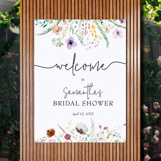 Bruidsuitnodiging met wilde bloemen poster