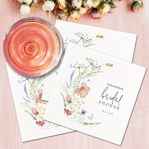 Bruidsuitnodiging met wilde bloemen servet