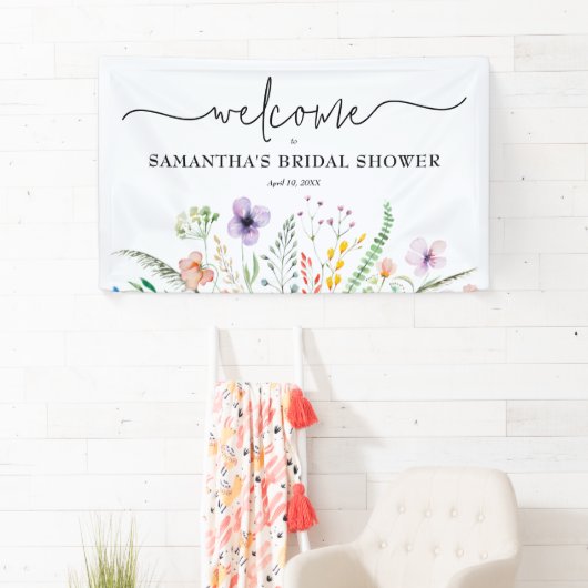 Bruidsuitnodiging met wilde bloemen spandoek (Insitu)