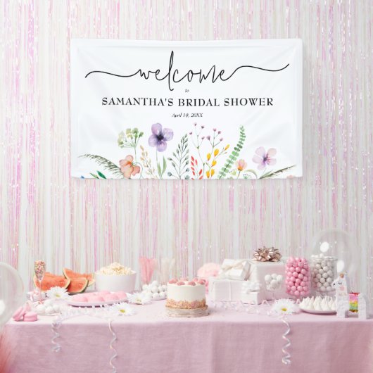 Bruidsuitnodiging met wilde bloemen spandoek (Feest)