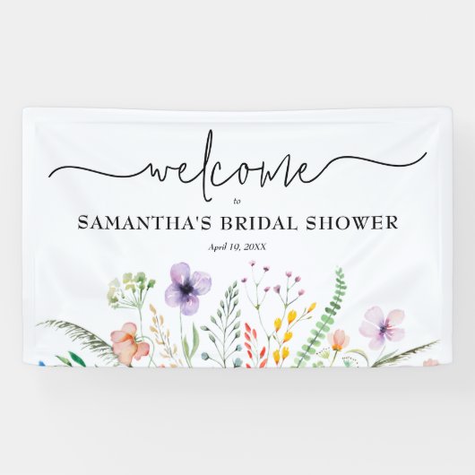 Bruidsuitnodiging met wilde bloemen spandoek (Horizontaal)