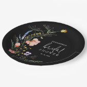 Bruidsuitnodiging met wilde bloemen Zwart Papieren Bordje (Gekanteld)