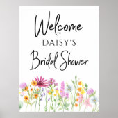 Bruidsuitnodiging met wilde bloemenwei poster (Voorkant)