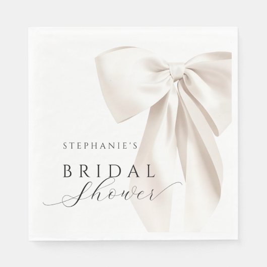 Bruidsuitnodiging met witte ivoren strik servet (Voorkant)