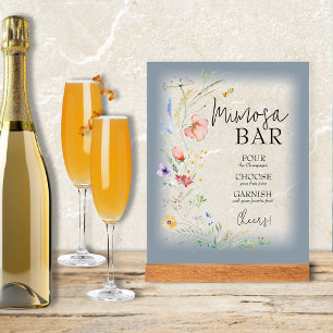 Bruidsuitnodiging Mimosa Bar met Wilde Bloemen Acryl Bord