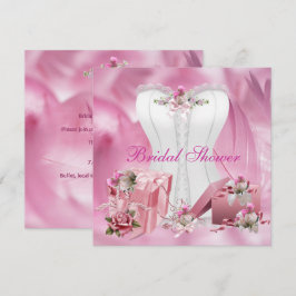 Bruidsuitnodiging Mooie Witte Roze Corset 2 Kaart