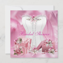 Bruidsuitnodiging Mooie Witte Roze Corset 2 Kaart