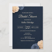 Bruidsuitnodiging Navy Blue Rose Kaart (Voorkant)