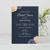 Bruidsuitnodiging Navy Blue Rose Kaart (Staand voorkant)