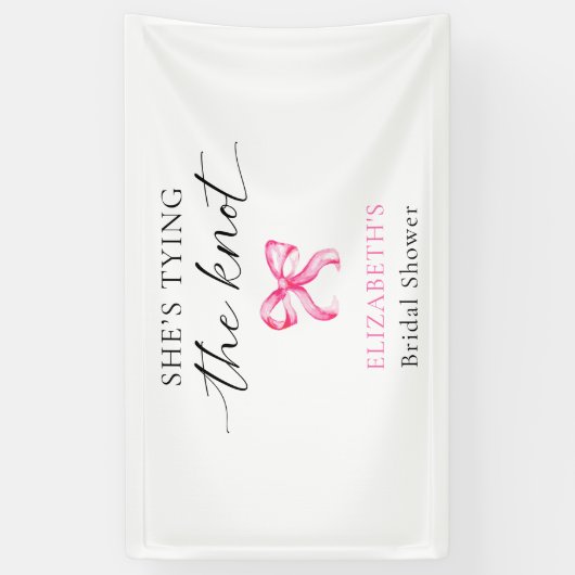 Bruidsuitnodiging Op Maat 'Ze Knoopt de Knoop' Spandoek (Verticaal)