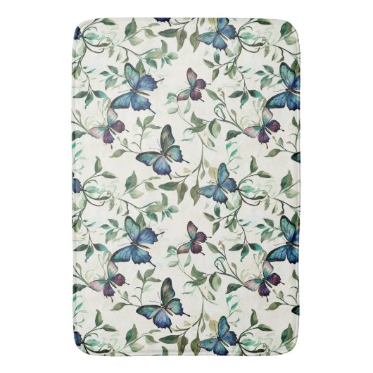 Bruidsuitnodiging Pretty Blue Butterflies Badmat (Voorkant Verticaal)