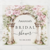 Bruidsuitnodiging roze bloemen marmeren boog sparkling wijnetiket (Enkel label)