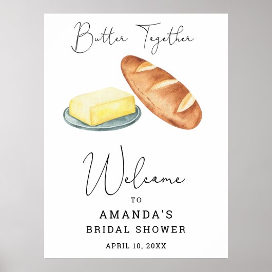 Bruidsuitnodiging 'Samen Butter' Welkomstbord Poster (Voorkant)