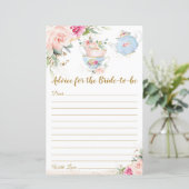 Bruidsuitnodiging Thee Party Advies voor de Bruid (Staand voorkant)