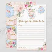 Bruidsuitnodiging Thee Party Advies voor de Bruid (Voorkant / Achterkant)