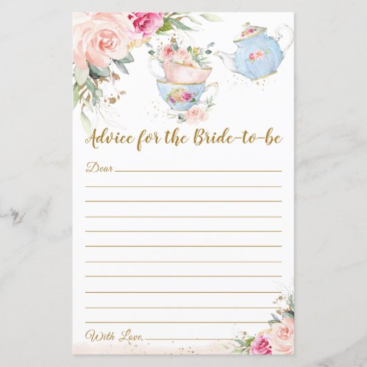 Bruidsuitnodiging Thee Party Advies voor de Bruid (Voorkant)