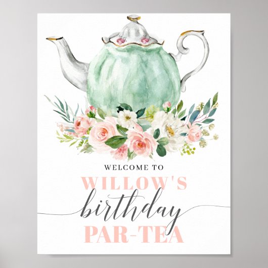 Bruidsuitnodiging Theepartij Welkomstposter Poster (Voorkant)