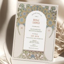 Bruidsuitnodiging Vintage Art Nouveau Deco