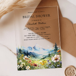Bruidsuitnodiging voor bergweide met wilde bloemen acryl uitnodigingen