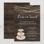 Bruidsuitnodiging voor dessert - Liefde is zoet Kaart (Voorkant / Achterkant)