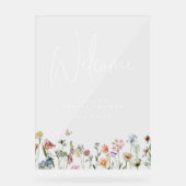 Bruidsuitnodiging Wildflowers Welkom Acryl Bord (Voorkant)