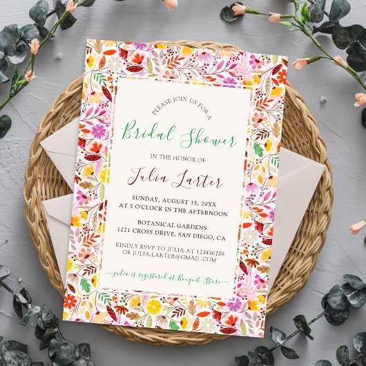 Bruidsuitnodiging Zomer Bloemen Bruiloft Kaart
