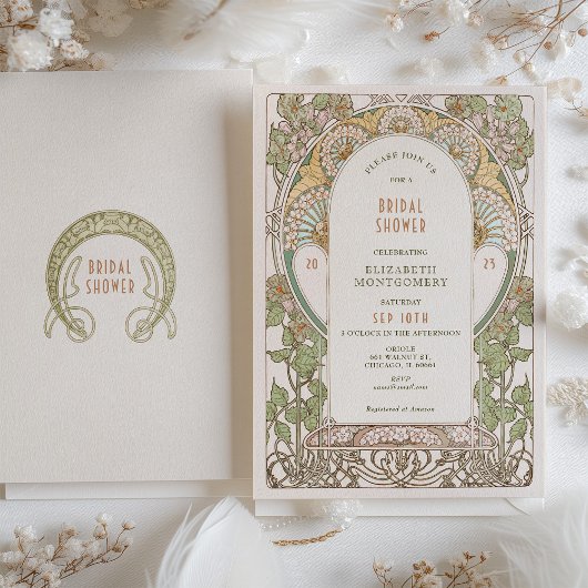 Bruidsuitnodigingen Vintage Art Nouveau Deco Kaart