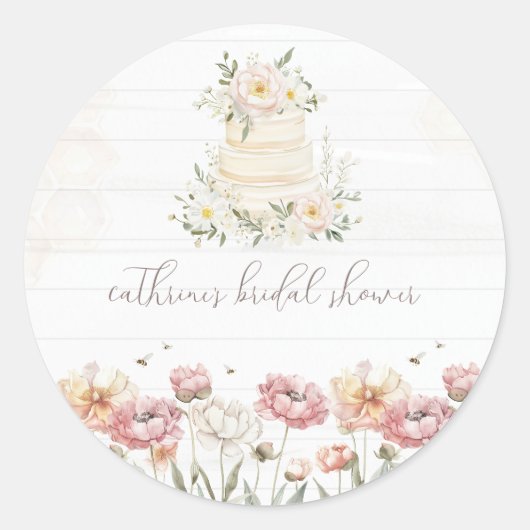 Bruidsuitnodigingen voor 'Floral Bride to Bee Brid Ronde Sticker (Voorkant)