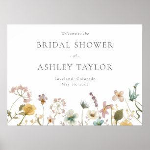 Bruidsuitnodigingposter met wilde bloemen poster