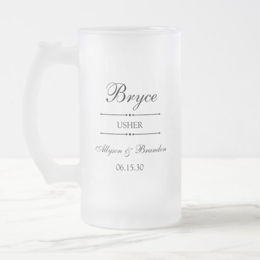 Bruidsusher Gepersonaliseerd Matglas Bierpul (Links)