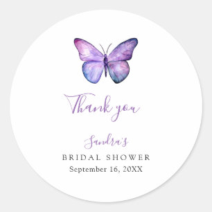 Bruidsvlinder Bruiloft Elegant Bedankje Script  Ronde Sticker