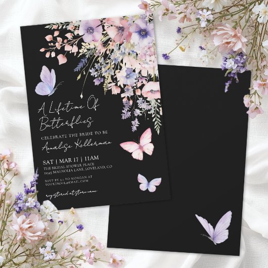Bruidsvlinder Wildflower Bruiloft Feest Kaart