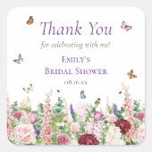 Bruidsvlinders Dank Je Wel Bruiloft Feest Vierkante Sticker (Voorkant)