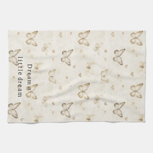 Bruidsvlinders en harten Bruiloft Theedoek (Horizontaal)