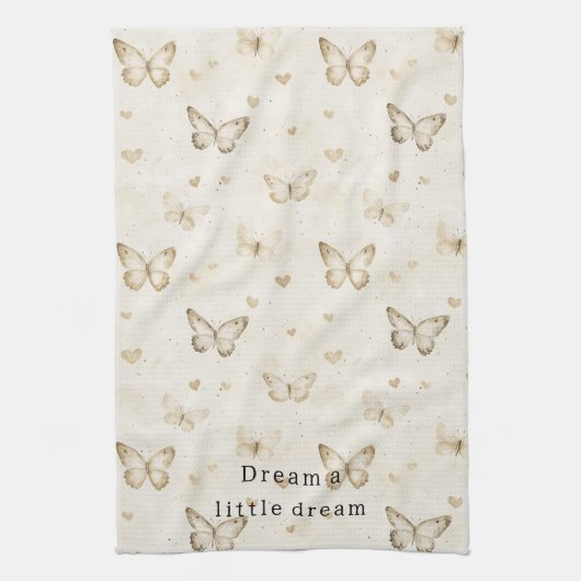 Bruidsvlinders en harten Bruiloft Theedoek (Verticaal)