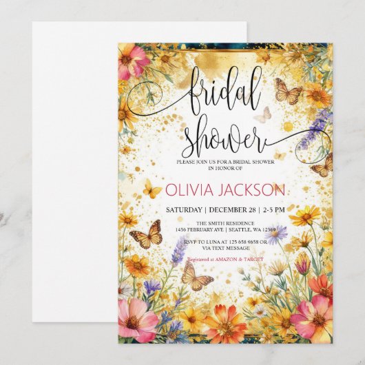 Bruidsvlinders Zomer Btidal Shower Kaart (Voorkant / Achterkant)