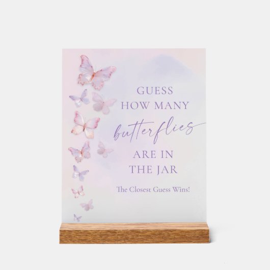 Bruidsvlindershowerspel Raad hoeveel vlinders Acryl Bord (Voorkant)