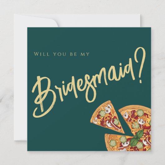 Bruidsvoorstel Emerald Groen Goud PIZZA Kaart (Voorkant)