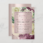 Bruidswaterverf Marsala Witte Bloem Roze Goud Kaart (Voorkant / Achterkant)