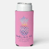 Bruidsweekendfeest Roze Ananas Script Seltzer Blikjeskoeler (Seltzer Achterkant)