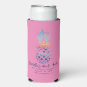 Bruidsweekendfeest Roze Ananas Script Seltzer Blikjeskoeler (Seltzer Voorkant)