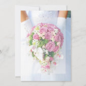 Bruidswitte kant bloem boeket trouwrichting kaart (Achterkant)