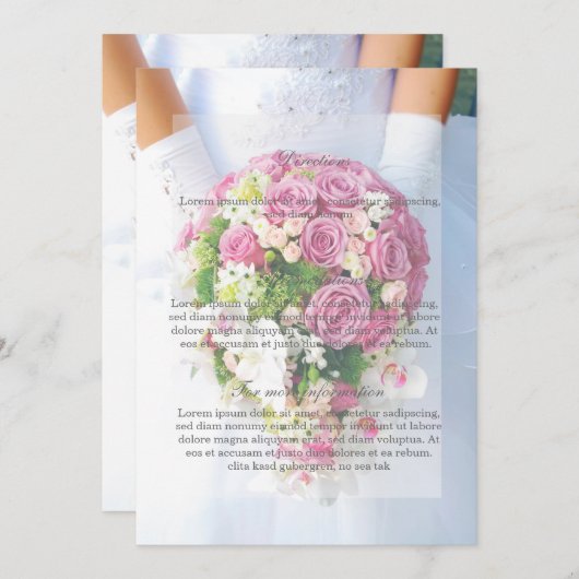 Bruidswitte kant bloem boeket trouwrichting kaart (Voorkant / Achterkant)
