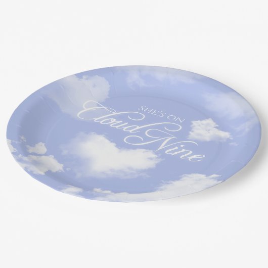 Bruidswolk Witte Wolken Blauwe Lucht Bruiloft Fees Papieren Bordje (Gekanteld)