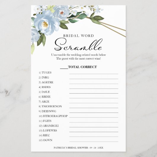 Bruidswoordzoekspel Bloemige Geometrische Vorm Flyer (Voorkant)